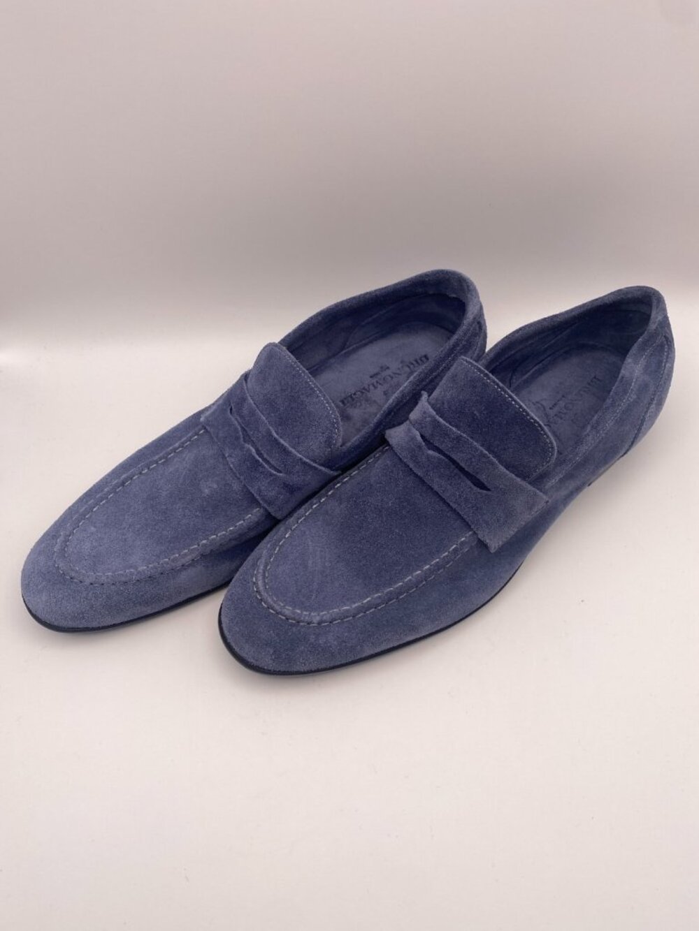 Bruno Magli Men's Lastra Unlined Blue Suede Penny Loafers Sz 8